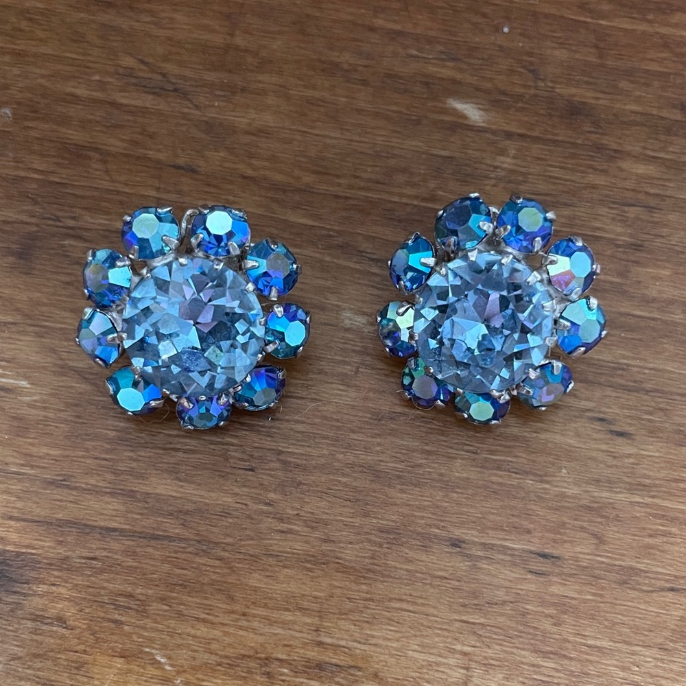 Vintage Signed Sherman Clip Earrings